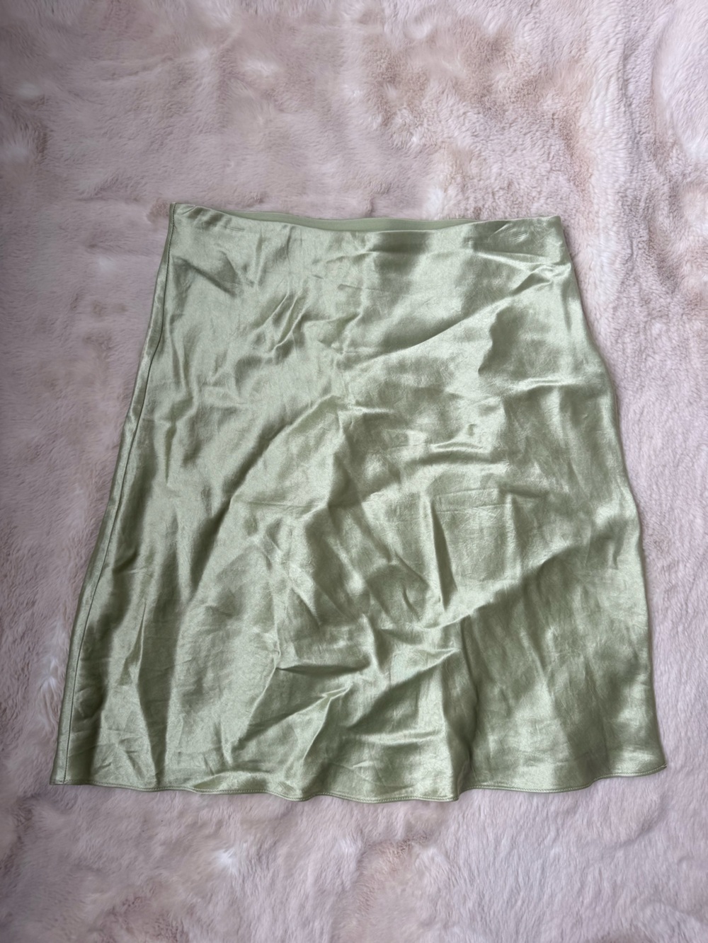 Aritzia Babaton Satin Slip Mini Skirt - Light Green